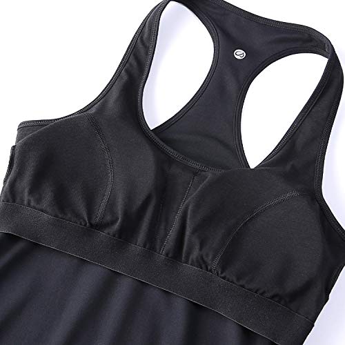 CRZ YOGA Women's Yoga Brushed Tank Tops with Built in Bra Racerback Workout Sports Shirts Black Medium