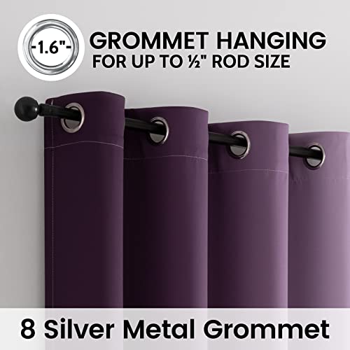 Image of SimpleHome 100% Blackout Ombre Bedroom Curtains Purple and Greyish White 84 | Room Darkening Curtains,Thermal Insulated Grommet Window Drapes and Curtains for Living Room,2 Panels, 52x84 inches Length