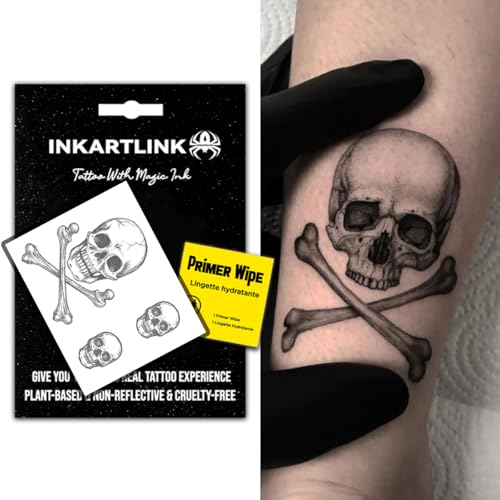 INKARTLINK Semi-Permanent Tattoo Stickers, Cool Boy Party Skull Tattoos, Exquisite