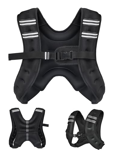 Henkelion Weighted Vest Weight Vest for Men Women Kids Weights Included Body Weight Vests Adjustable for Running Training Workout Jogging Walking - Black - 20 Lbs