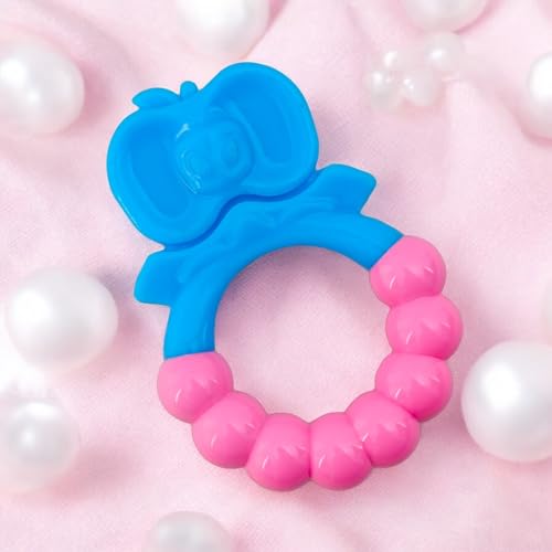 Image of MamaLaps Soft Silicone Baby Teether, Silicone BPA Free Teethers for Newborn Infant, Teething Toy for Babies with Textured Surface for Soothing Gums (Pack of 1, Ribb Apple-Blue)