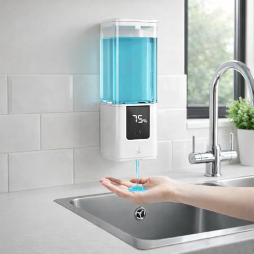 Distributeur de savon mural automatique liquide électrique : 540 ml Distributeur de savon Set USB Rechargeable 5 niveaux réglables, IPX7 étanche avec...