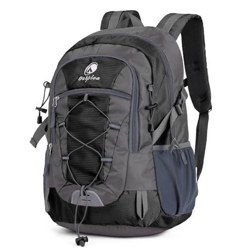 Outplea 25L Wandernrucksack Damen Herren, Outdoor Rucksäcke Tagesrucksäcke, Wasserdichter Reiserucksack für Camping Wandern Bergsteigen, Schwarz