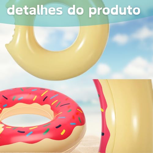 Boia Donuts Inflável 90cm Rosquinha Mordido Piscina Diversão Praia Original Premium