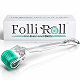 FolliRoll Derma Roller for HAIR and SKIN - for Face and Scalp Derma Stamp, 192 Titanium Individual Microneedles | FREE Storage Case | for Men and Women (0.30mm)