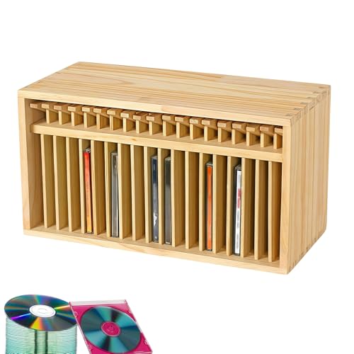 Estante de almacenamiento de CD de madera y armario organizador de DVD para cajas de 14x1.4x14.5 2