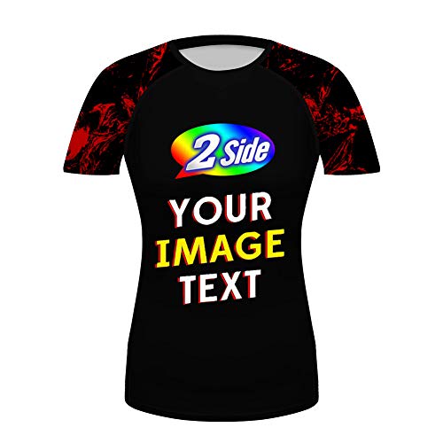 O2TEE 3D Full Print Short Sleeve Premium BJJ Rash Guards Front & Back Add Your Image Top Shirts