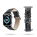 iStrap Alligator Grain Calf Leather Band for Apple Watch 44mm 40mm Series 6 SE 5 Series 4 Black Brown Replacement Strap Steel Buckle for iWatch 42mm 38mm Series 3 2 1 Sport Edition