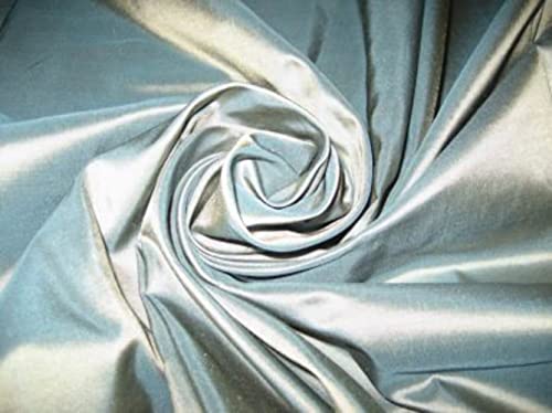 Tissu taffetas de soie bleu acier de haute couture en 137cm
