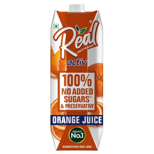Image of Real Activ Orange Fruit Juice - 1L | 100% No Added Sugars & Preservatives | Rich In Vitamin C | Goodness Of Best Oranges | Tasty, Refreshing & Energizing Fruit Drink