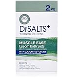DrSALTS+ 2kg Muscle Ease Therapy Epsom Salts - Soothing Epsom Bath Salts to Relieve Strains, Pain and Stiffness with Eucalyptus and Ginger Essential Oils - Vegan and Cruelty-Free