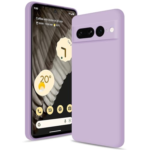 Btstring Hülle für Google Pixel 7 Pro Hochwertiges Silikon Case Ganzkörper Handyhülle mit Seidig-Weicher Berühren Kratzfestes Weiches Mikrofaserfutter (Helles Lila)