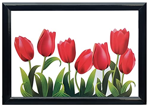 Lap Tray Red Tulip Red Lillies Garden Bean Bag Base LapTray Cushioned Breakfast Bed Tray - Modern, Ergonomic Cushion, Detachable, Black Frame with White Background Caravan Gift