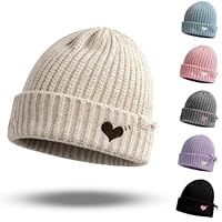 newhsy Kids Beanie Hat Plain Soft Comfortable Casual for Women Warm Knitted Winter Woolly Skully Ski Headwear Heart-Shaped Pattern