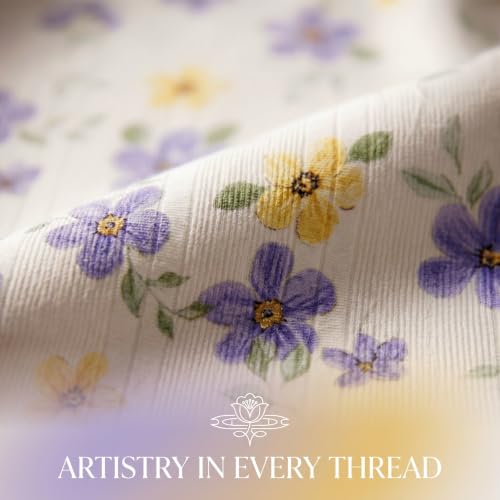 Image of SANMARINO Cloud Cotton 210 TC King Size Bedsheet with 2 Pillow Covers | Ultra Soft & Breathable | Floral Design Bedding Set | Hotel-Quality Comfort for a Luxurious Sleep | 270 x 250 cm | Lavender