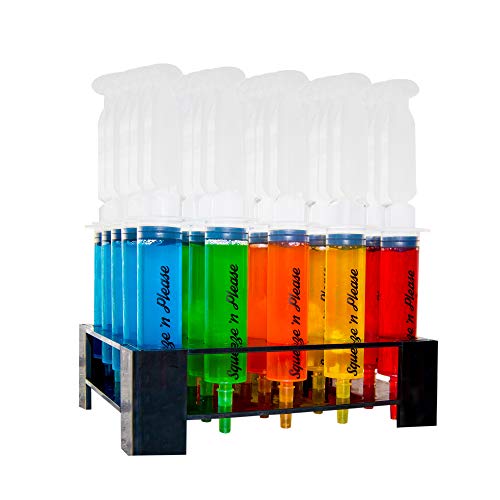 Squeeze 'n Please Jello Shot Syringes - 25pc Set with Caps and Tray - Large Plastic Syringe for Jello Shots - More Fun than Jello Shot Cups! Nursing Graduation Party Supplies, Alcohol Drink Shooters