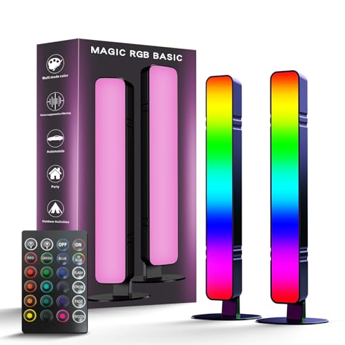 Uniiking LED Light Bar Music Sync RGB Light Bar USB Ambient Lamp Color Changing Gaming Lights with Remote Control 15 Dynamic Modes for PC TV Room Gaming Decoration