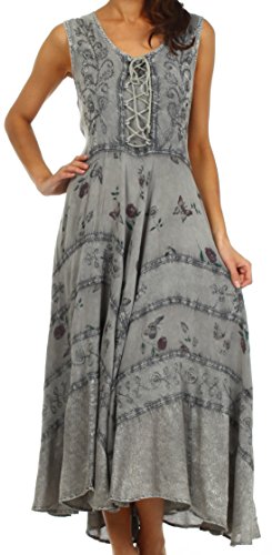 Preisvergleich Produktbild Sakkas 22311 Garten-Göttin-Korsett-Art-Kleid - Grau - 1X / 2X