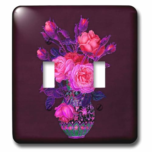 Interrupteur à baïonnette rose bouquet décoration murale violet rétro chic - 2