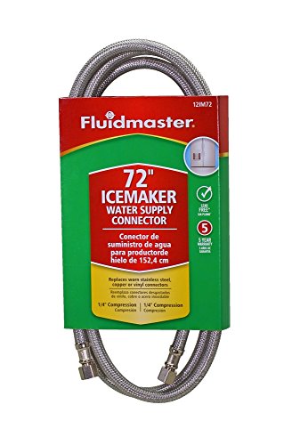 Fluidmaster 12Im72 Braided Stainless Steel Ice Maker Connector Water Line With Dual 1/4-In. X 1/4-In. Female Compression Threads, 6 Ft. (72-In.) Length #TOP3