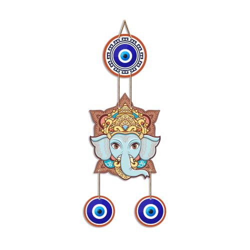 Image of Artvibes Lord Ganesha Evil Eye Wall Hanging for Home Entrance | Spiritual Nazar Battu MDF Wall Decor | Vastu Decorative Wall Art for Living Room | Office | Temple & Main Door | Gift Item (WH 8552N)