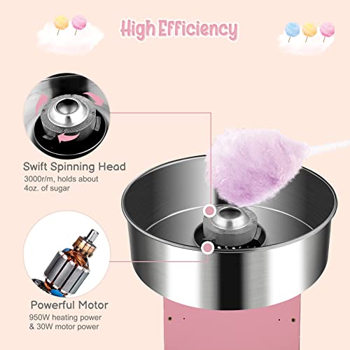 Image of ROVSUN 21 Inch Cotton Candy Machine Commercial, Candy Floss Maker Electric Cotton Candy Maker w /Stainless Steel Bowl, Sugar Scoop and Large Storage Drawer for Home Party Carnival