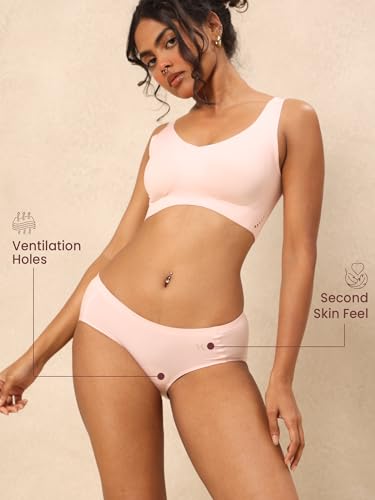 Image of Krvvy Breeze Hipster Underwear for Women | Seamless Mid Waist Panties with Super Stretchable Fabric | Odourless Ventilation | InvisiSoft Edges