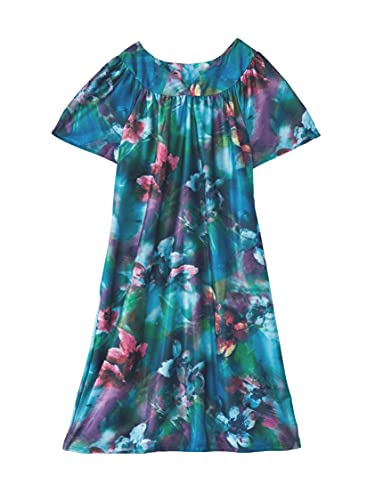 Image of AmeriMark Casual Women's Patio Muumuu House Dress Loose Comfortable Short Sleeve Sun Dress Lounger Gown Sleepwear for Ladies