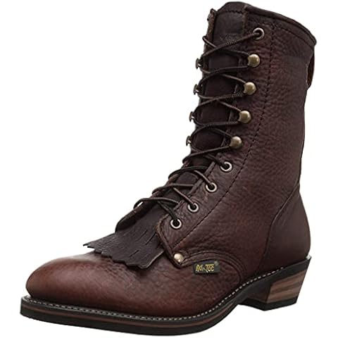 Ad Tec Men's 9" Packer Tumbled Leather Lacer Work Boots for Men, Chestnut - Plain Soft Toe, Moderate Mens Hiking Boots Cover