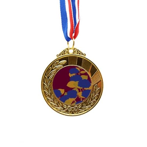 Medalla de oro de primer lugar con cinta de flor azul japonesa