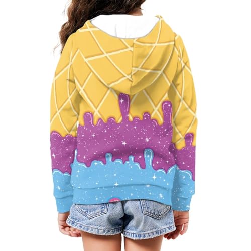 Ice Cream Theme Girls 6-16 Years Zip Up Hoodie Comfy Long Sleeve with Pockets Casual Kid Hooded Sweatshirts4