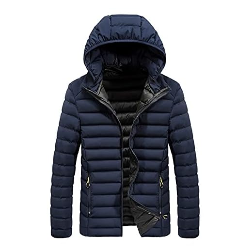 Chejarity Lätt quiltad jacka herr vinter dunjacka sportig vinterjacka med huva vattentät och vindavvisande utomhusjacka fritidsjacka funktionell jacka bufferjacka, blå, 4XL