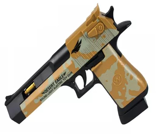 AGAS Musical Toy Gun with Flashing Lights, Pretend Play Gun Toy with Vibrating Body Guns & Darts, No Bullets Required. (Desert Eagle PISTAL)