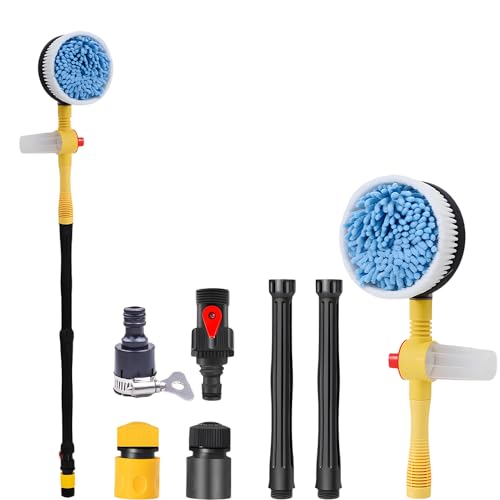 Longjunjunfashion 848A Rotating Car Wash Brush With Soap Dispenser & Hose Attachment, Soft Bristle Car Spin Mop Washing Scrub Brush Long Handle thumb #7