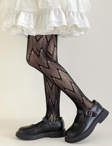 Happy Cherry Girls Lace Tights Fishnet Stockings Kids High Waist Mesh Tights Hollow Out Pantyhose Leggings4