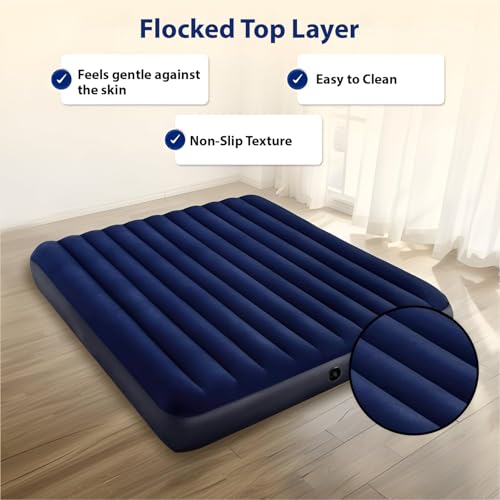 Image of HACER Inflatable Air Bed Portable Mattress Quick Inflation /Deflation Blow Up Double Beds for Home Camping Travel (Dark Blue)