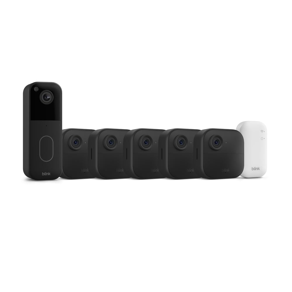 All-new Blink Video Doorbell + Outdoor 4 – Wireless smart security cameras, head-to-toe HD view, two-year battery life. Sync Module Core included – 5 camera system + Video Doorbell