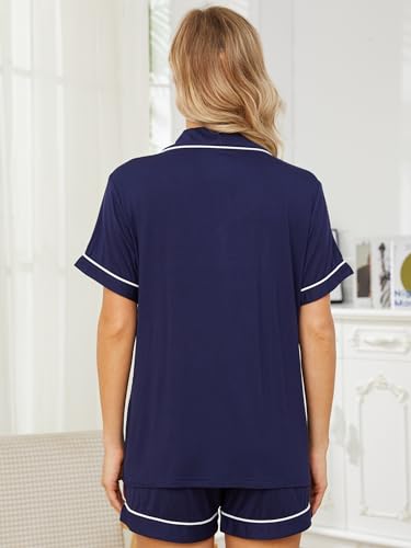 Image of Womens Pajama Sets Short Sleeve Sleepwear Soft Button Down Nightwear Lounge Pj Set XS-XXL