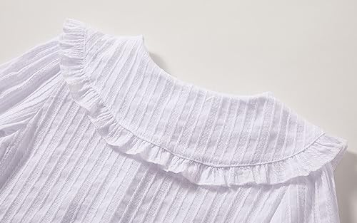 Image of Mud Kingdom Girls Blouse Shirts Spring Fall Long Sleeve Button-Down Top Ruffle Collar