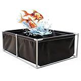 プール 大型 コンパクトフィッシュプール 養殖池 屋外水槽 大型貯水 プールシートちょすいタンク長方形 アップグレード 水を貯めやすい 魚用 錦鯉 池 高さ40/50/60/70/80cm 自宅池 pool 水 タンク 折りたたみ 水を貯めやすい魚のいる池 PVCキャンバス池、紫外線/引裂きと耐寒 貯水、養魚、エビ、せせらぎビオトープ、水耕植物用変形しにくい (ブラック,400*200*90CM)