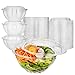 Plastic Salad Bowls (50 Count) 32 Oz. Disposable Salad Bowls with Lids - To-Go Container With Airtight Lids