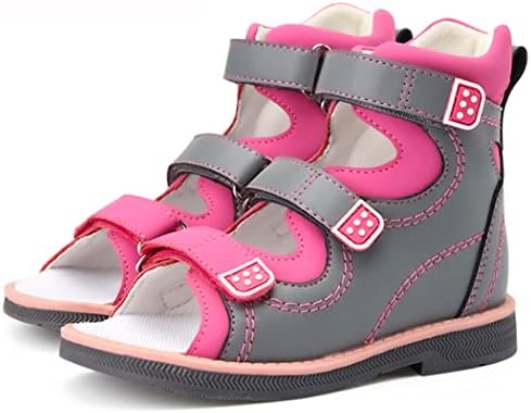 JSQS Boys Girls Orthopedic Shoes with Arch and Ankle Support, Summer High-Top Children Corrective Sandals, Hallux Valgus Orthopedic Sneaker for Flat Feet,Pink 1,12 Little Kid