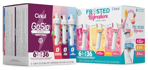 Cirkul Variety Pack Bundle, Flavored Water Cartridge 12-Pack (GoSip, Frosted Refreshers), Sugar-free Drink Mix