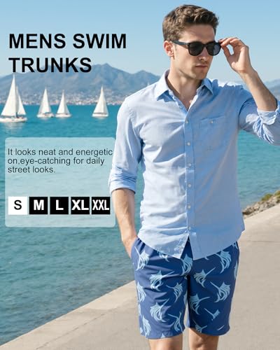 Image of Mens Swim Trunks with Compression Liner 2 in 1 Quick Dry Swimming Shorts Swimwear Bathing Suits with Pockets