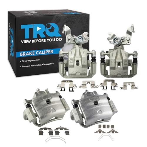 Image of TRQ Front and Rear Brake Caliper Set Zinc Coated Brackets Compatible with 2006-2012 Ford Fusion 2007-2012 Lincoln MKZ 2006 Lincoln Zephyr 2006-2013 Mazda 6 2006-2011 Mercury Milan