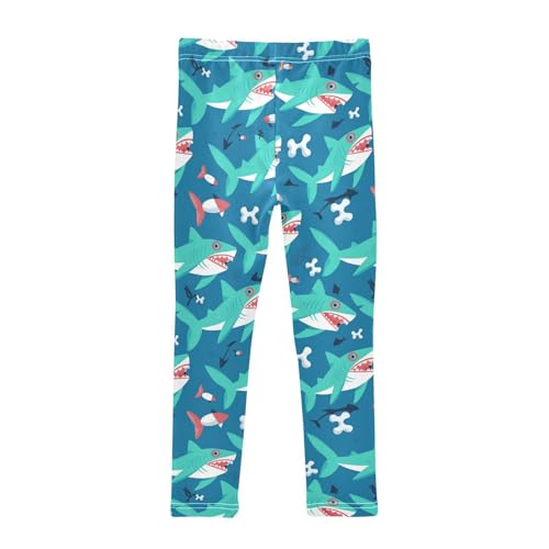 Sharks Bones Girls' Leggings Toddler Doodles Cartoon Kids Yoga Pants Dance Active Tights 4T2