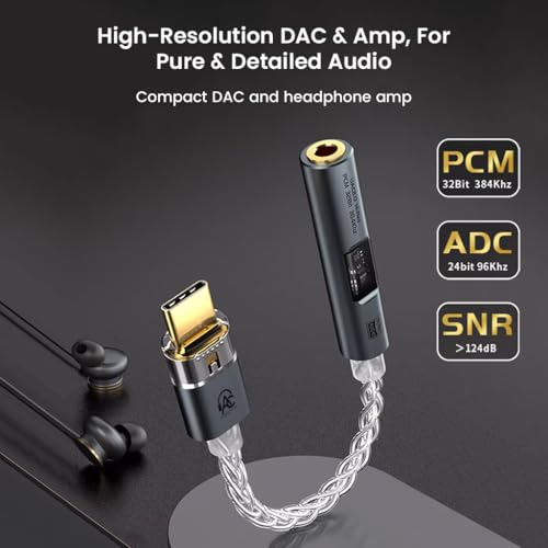 Image of SPARK USB-C to 3.5mm Portable DAC Dongle, CX31993 Hi-Res Audio Adapter 32bit /384khz, Compatible with iPhone 16 Series /15 Series, Galaxy S25 /S24 Ultra /S24 & Other Type C Phones (Black)