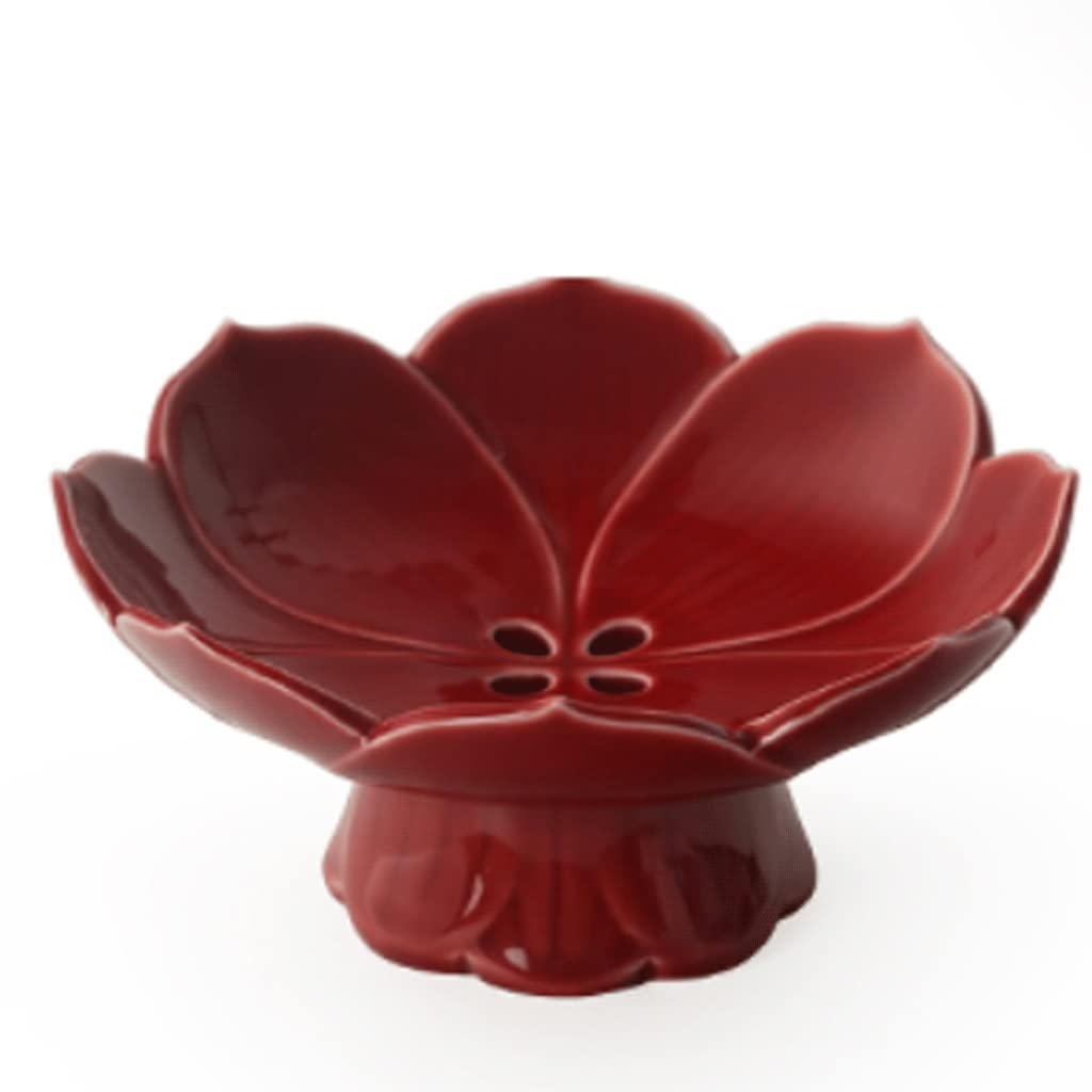 Puesto de Pasteles Soporte de Pastel Cerámica Desmontable for drenar múltiples Colores Flores de Loto Forma Torta Soportes Cupcake Fruit Snack Stand Eventos (Color : Red)