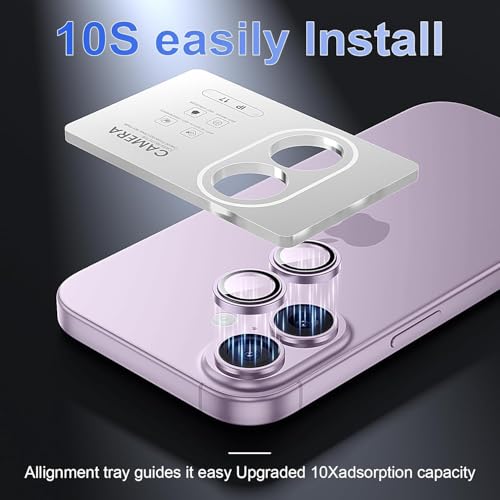 Image of Choiche Camera Lens Protector Compatible for iPhone 17 (Purple) - 9H Tempered Glass Camera Cover, HD Clear Anti-Scratch Screen Protector with Metal Ring Decoration, Case Friendly, Night Shot Safe
