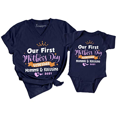 Custom Our First Mother's Day Shirt Mommy and Me Matching Mom Kid T-Shirt Gift2
